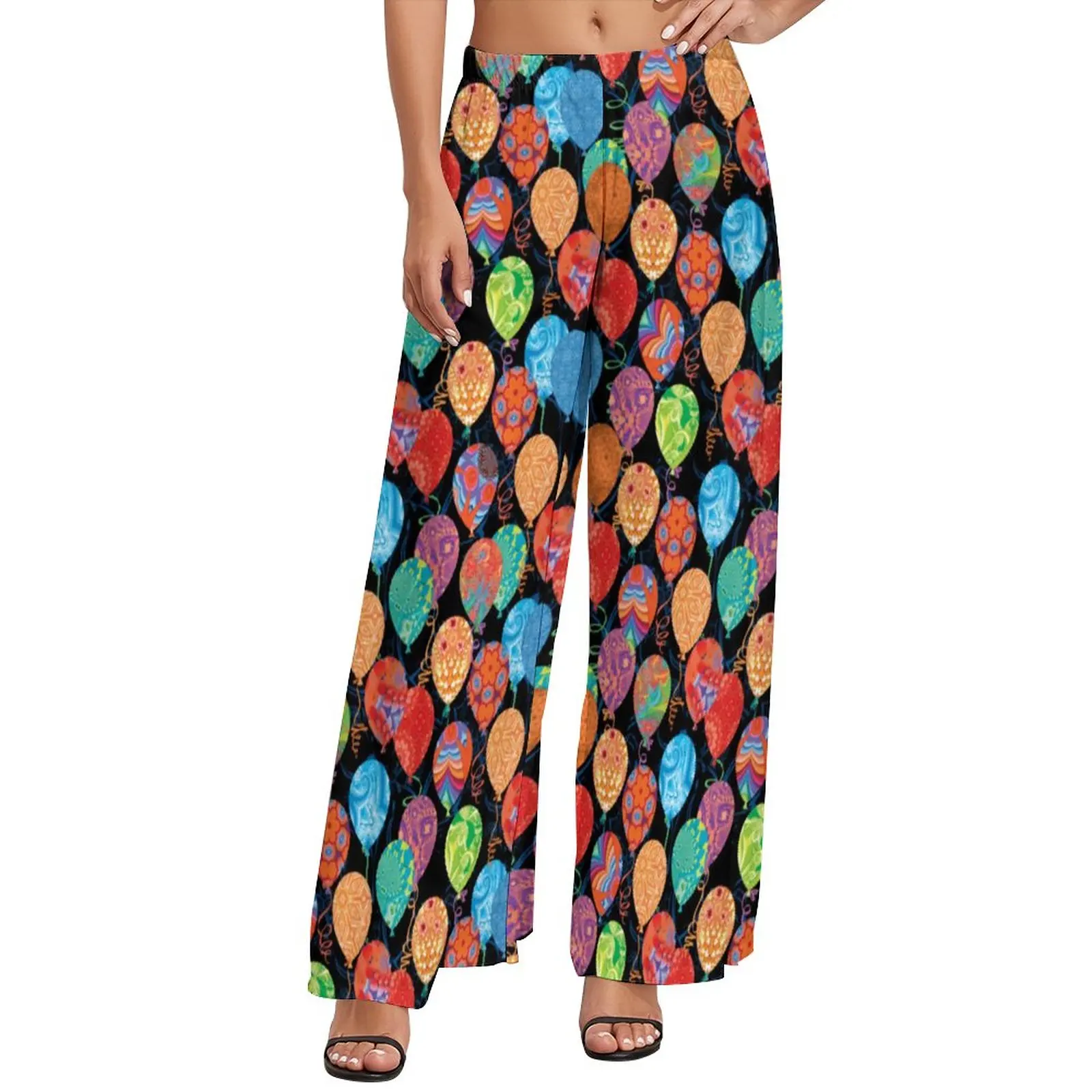 

Birthday Balloon Pants Colorful Print Casual Wide Leg Pants Women Oversized Streetwear Design Straight Trousers