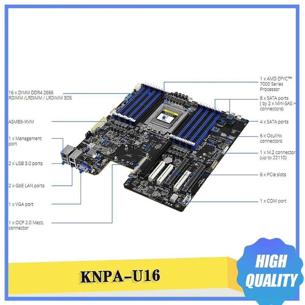 KNPA-U16 для серверной материнской платы ASUS DDR4 M.2 EEB с двумя гигабитными портами LAN USB