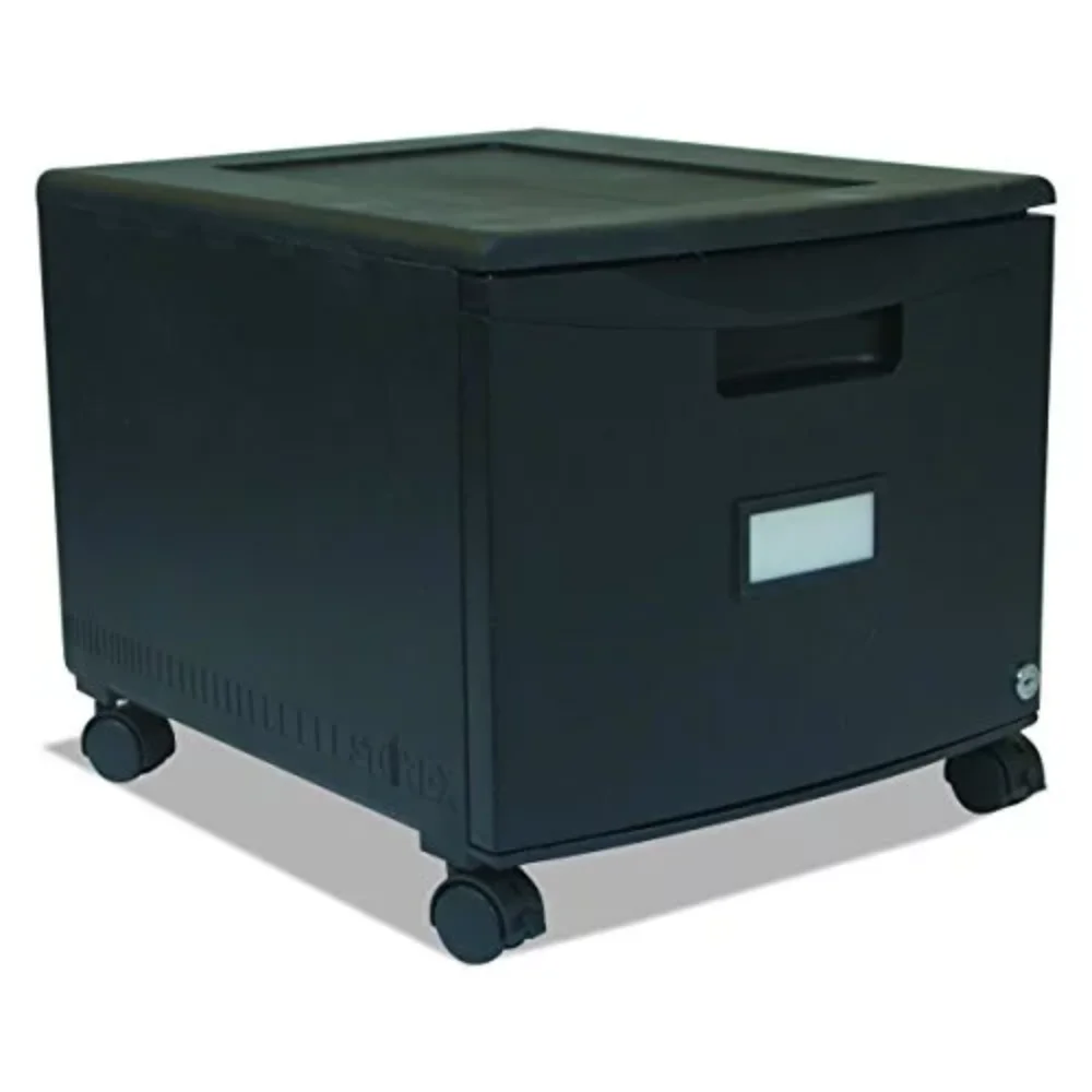 

WXPYU Single Drawer Mini File Cabinet with Lock and Casters, Legal/Letter Size 18.25 x 14.75 x 12.75 Inches, Black