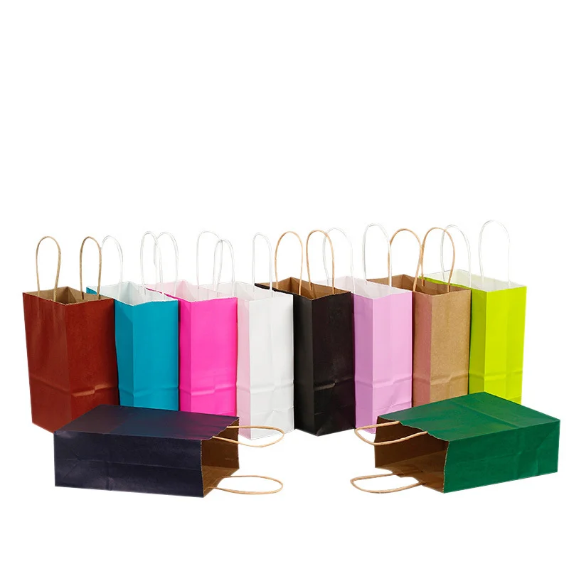 

40PCS/lot Kraft paper Gift bag with handle wedding birthday party gift package bags Christmas new year Wholesale