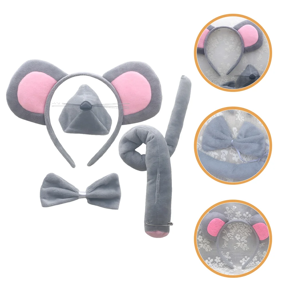 

Cartoon Mouse Headband Party Decorative Animal Costume Cosplay Headbands Ears Tail Headwear Nose