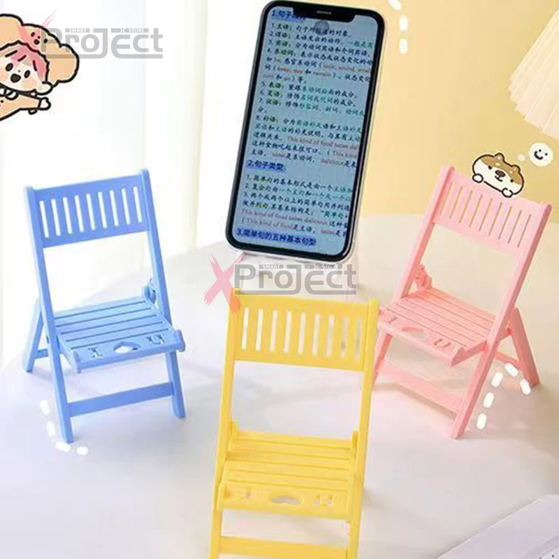 Portable Mini Mobile Phone Stand Desktop Chair Stand 5 Color Adjustable Macaron Color Stand Foldable Shrink Decoration Decoratio