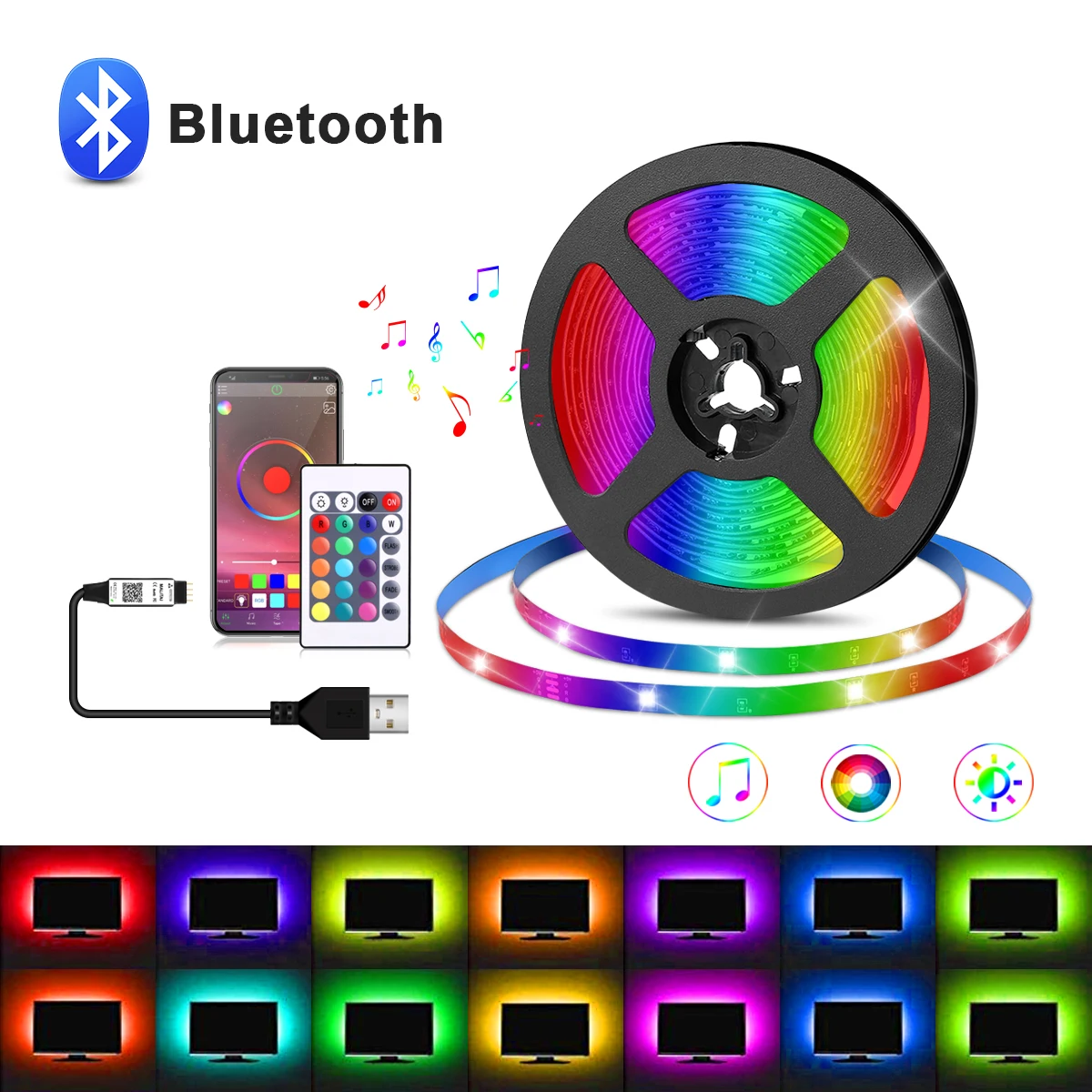Светодиодная лента RGB для подсветки телевизора 5050 5 В USB |