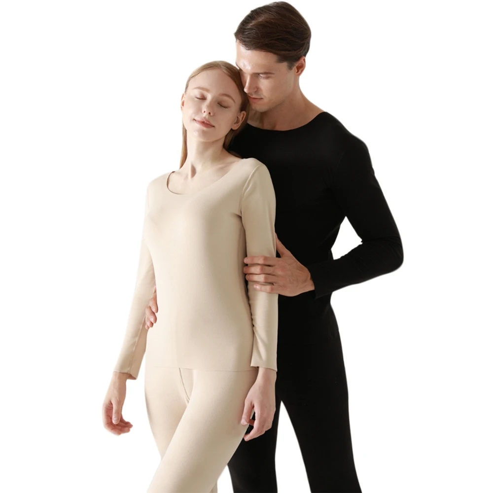 

Fashion 2PCS/Set Pajamas Set Thermal Underwear Men Woman Male Long Johns Winter Velvet Thick Warm Layered Clothing Thermal Set