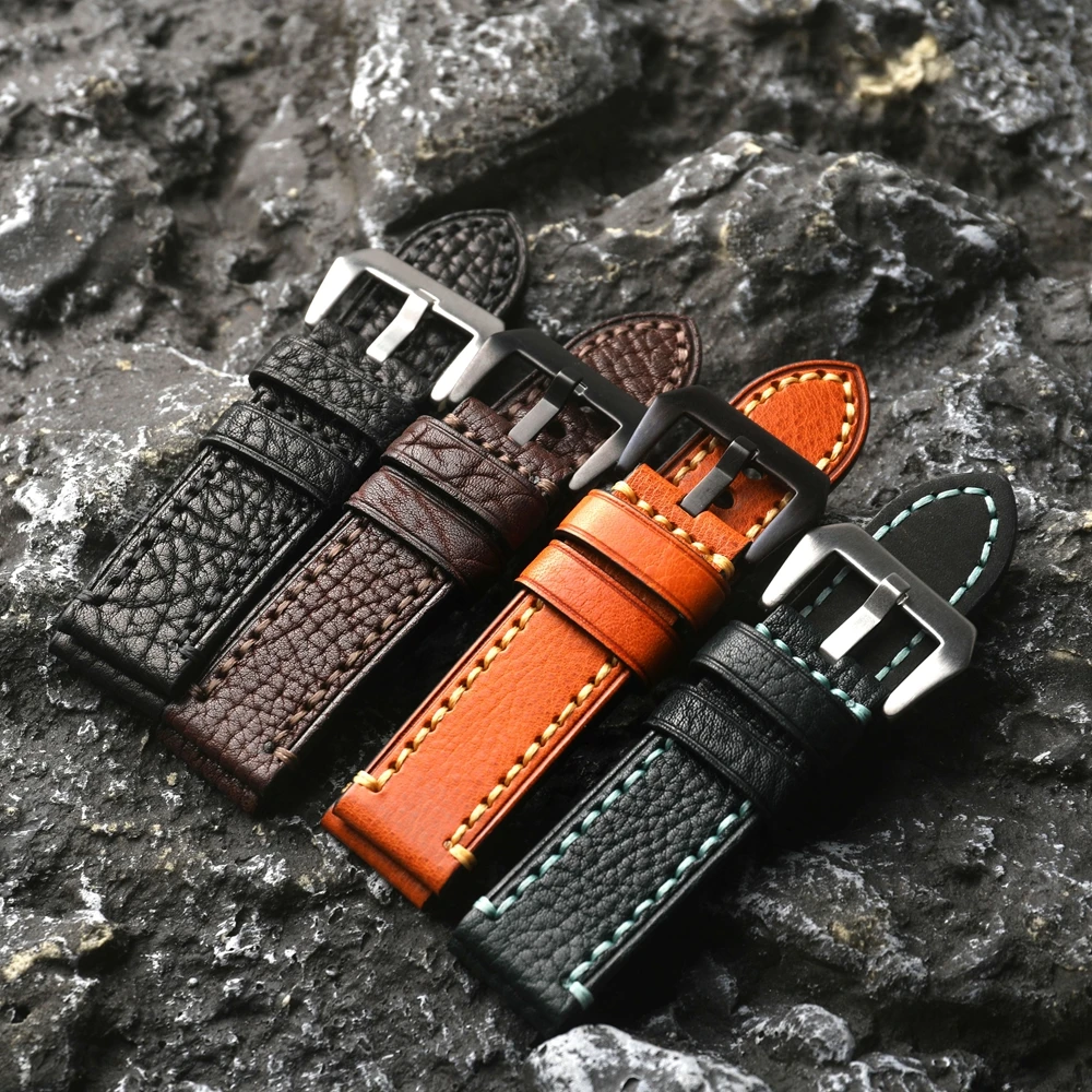 Винтажный Кожаный Ремешок Для Часов Мужчин Коричневый Черный Зеленый Из
