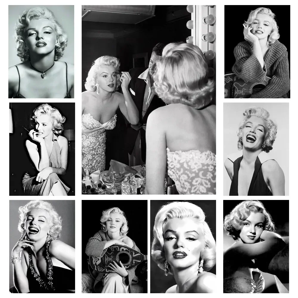 Плакат М-Мэрилин Монро из черно-белого фильма настенное искусство домашний декор