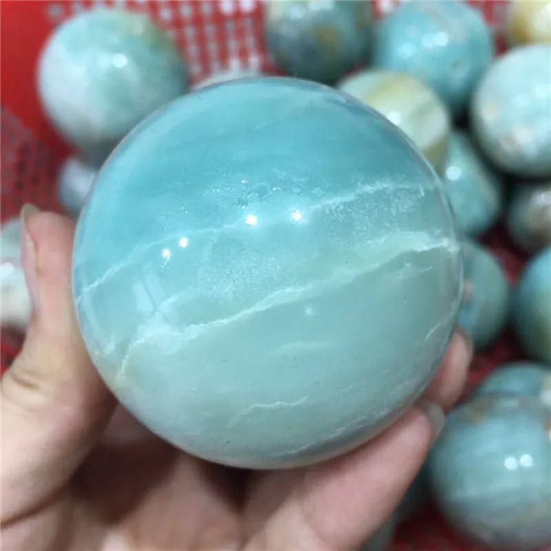 Природный синий кальцит Сфера Небесно-Голубой Карибский хрустальный шар для