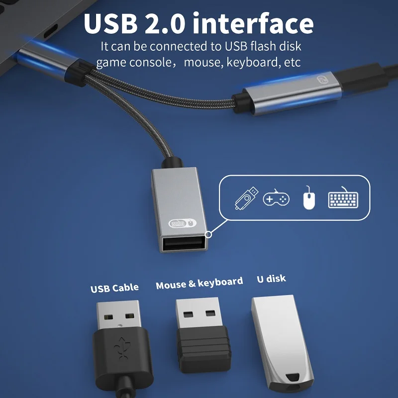 Адаптер 2 в 1 USB Type-C OTG 60 Вт быстрая зарядка |