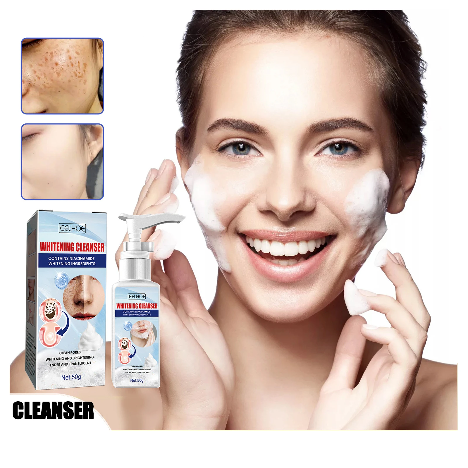 

Nicotinamide Facial Cleanser Remove Dark Spots Freckle Whitening Shrink Pores Foam Brighten Cleansing Women Beauty Skin Care