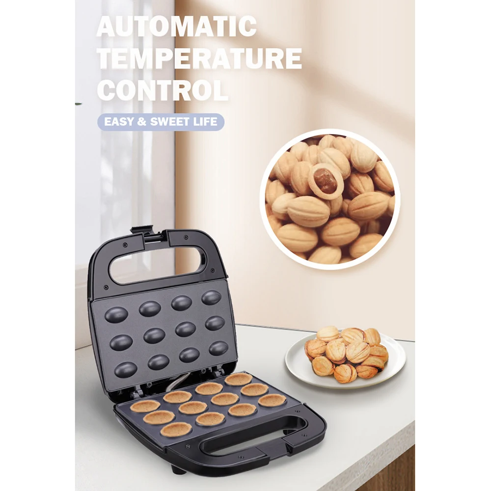 

750W Automatic Electric Walnut Cake Maker 12 Holes Nuts Maker Sandwich Maker Kitchen Breakfast Non-stick Cook Plates