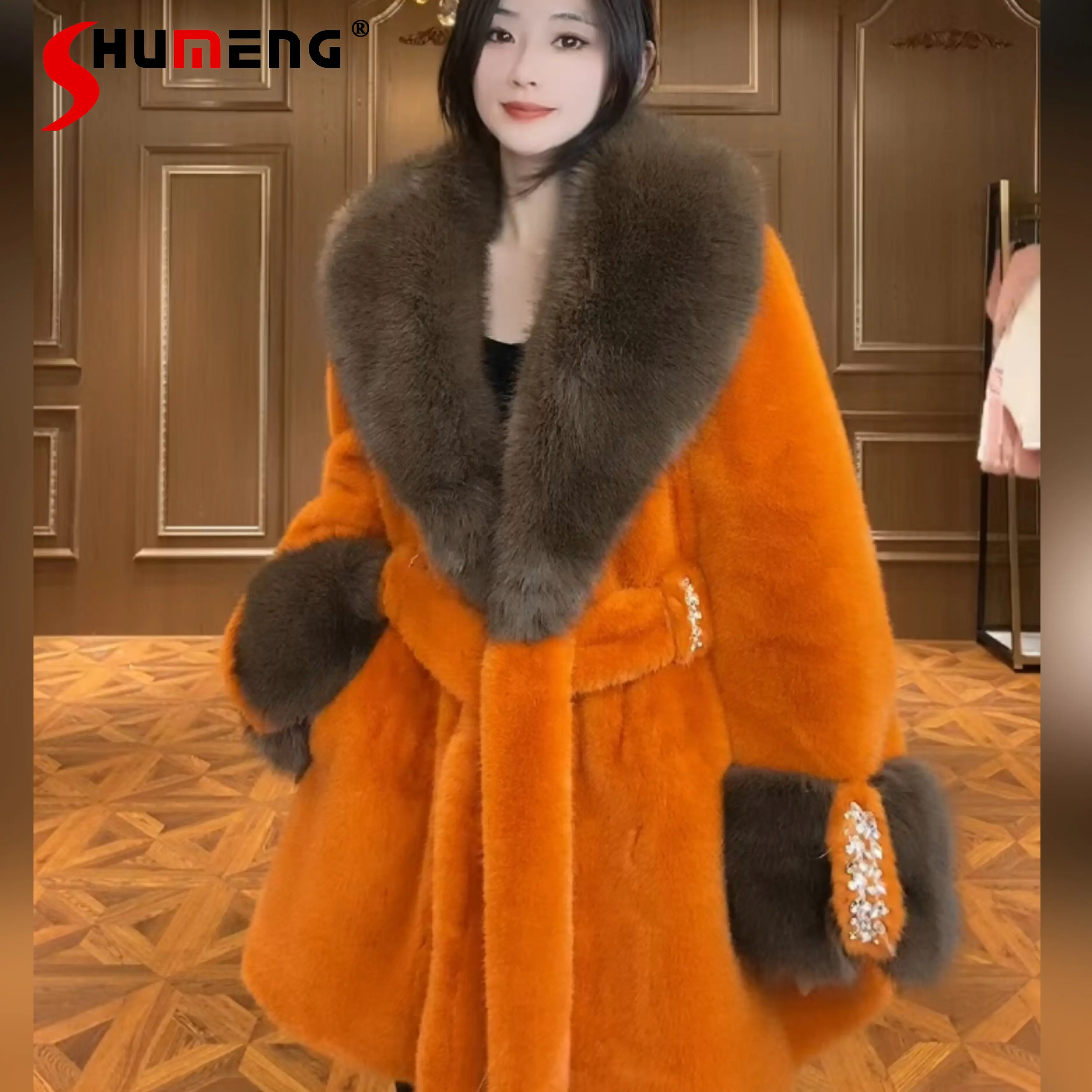 Women's European Streetwear Office Lady Mink Solid Color Warm Short Coat New Ladies Fashion Trendy Simple Casual Fur Jacket