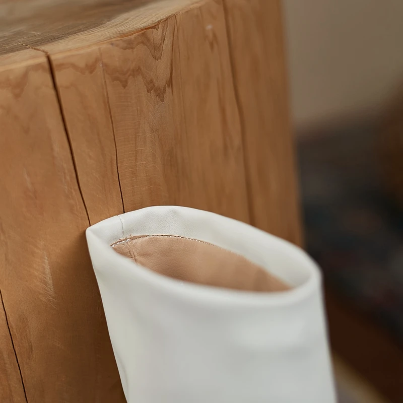 Женские модные новые остроносые узкие высокие сапоги из воловьей кожи на высоком