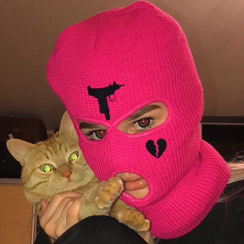 

Fashion Neon Balaclava Three-hole Ski Mask Tactical Mask Full Face Mask Winter Hat Party Mask Limited Embroidery bone masculino