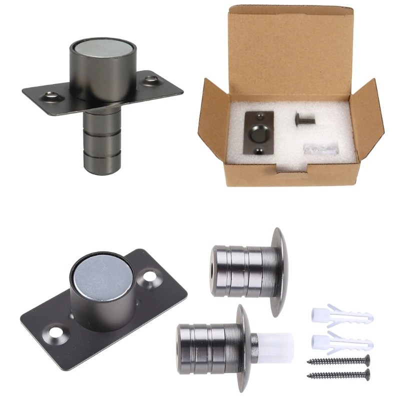 

Ultra Thin Invisible Stainless Steel Black Door Stop Magnetic Floor Mount Hidden Automatic Suction Door Stopper Holder