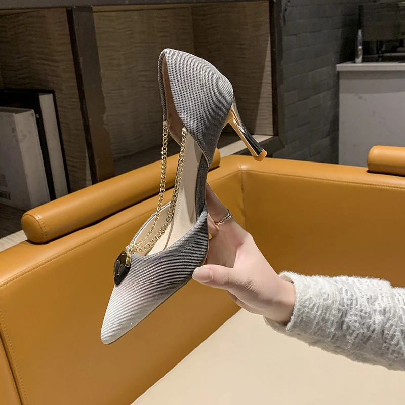 

Женские кроссовки на тонком высоком каблуке, привлекательные туфли-лодочки с острым носком и градиентом, обувь для улицы, 2022