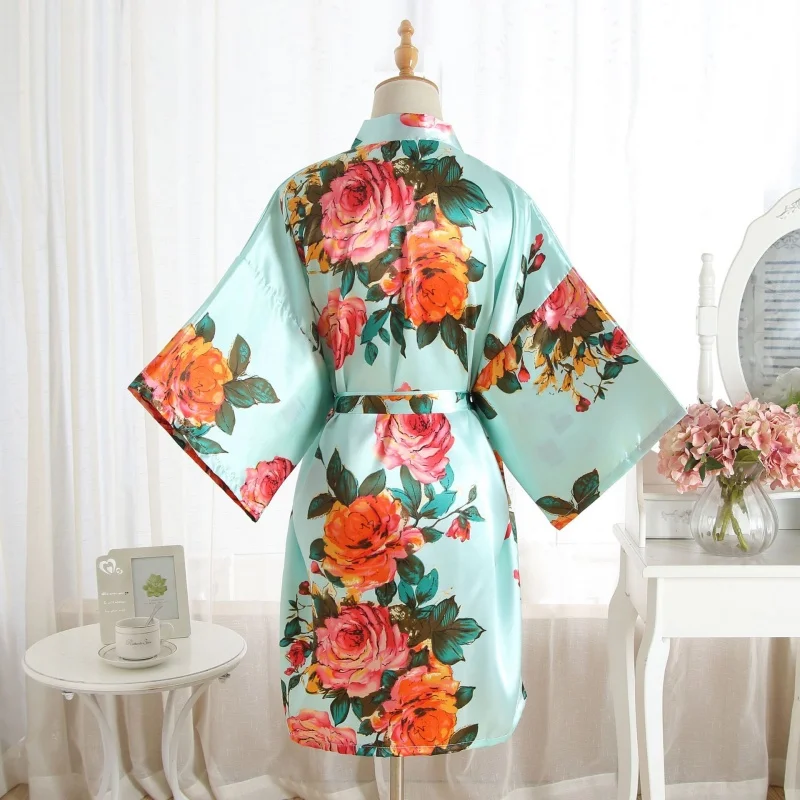 1 шт. Элегантная ночная рубашка Женская атласная одежда для отдыха с цветочным