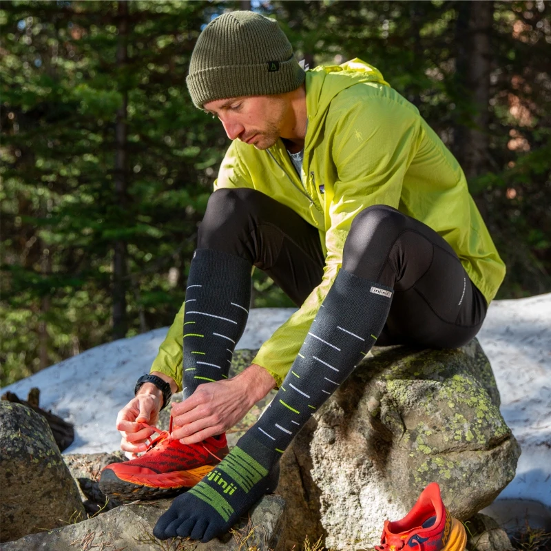 Носки Injinji с пятью пальцами длинные теплые спортивные толстые носки для бега
