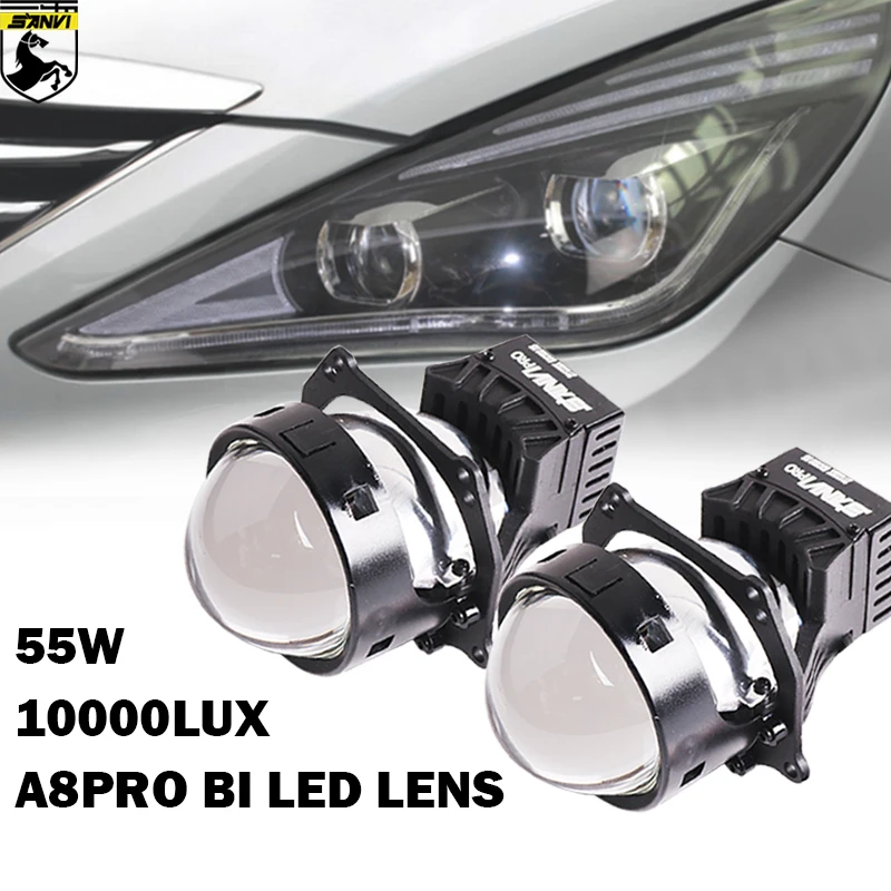 

Sanvi 3" 44W 5500K A8 PRO Bi-Led Lens LED Projector Headlight Hella 3R G5 Dual Reflector Angel Eyes Lens Car Lights Retrofit