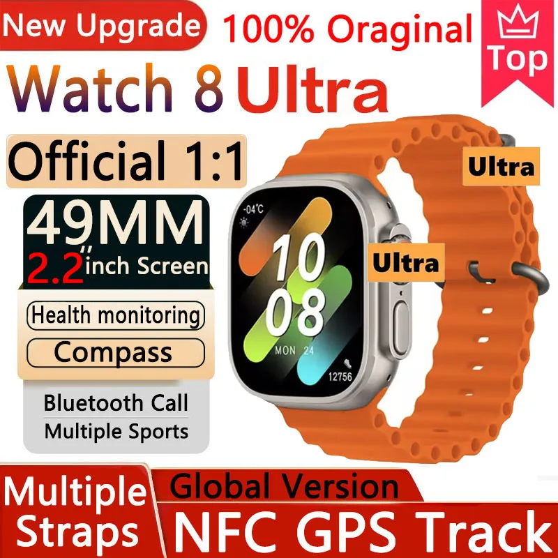 

Умные часы 8 Ultra для Apple Watch Ultra IWO Watch Ultra NFC умные часы серии 8 Bluetooth Вызов 2,0 дюйма беспроводные фитнес-часы