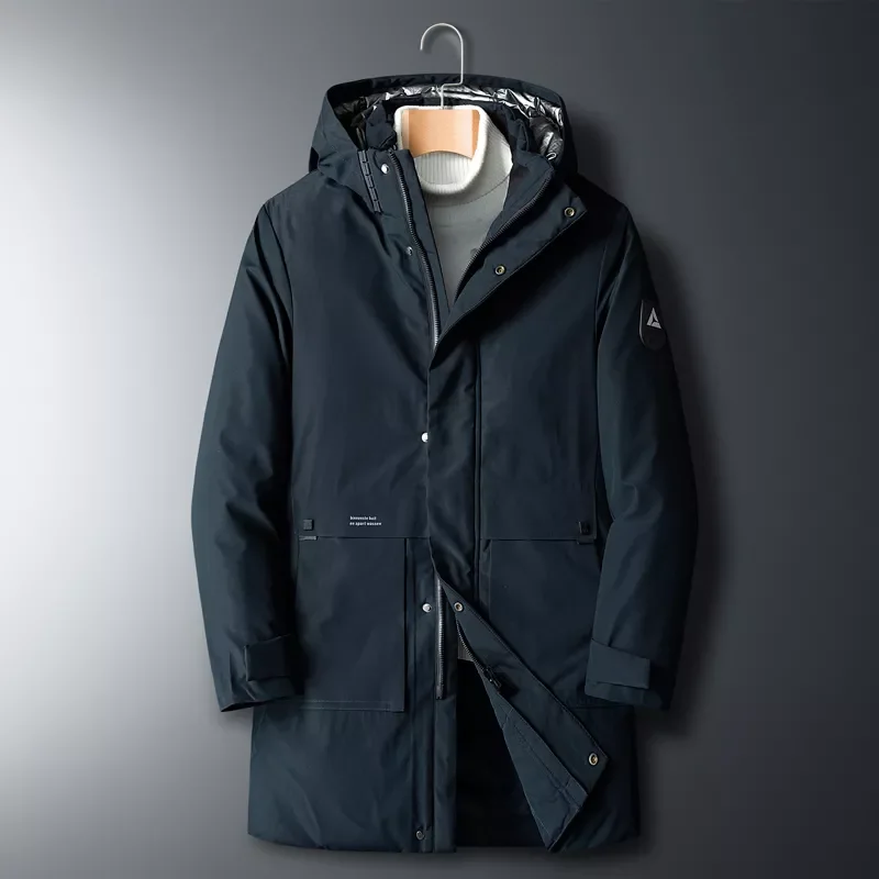 2022New Mens Down Jacket New Winter Fashion Down Coat Male Hooded Thick Warm Parkas Man Big Pockets Windbreaker Outerwear Plus s