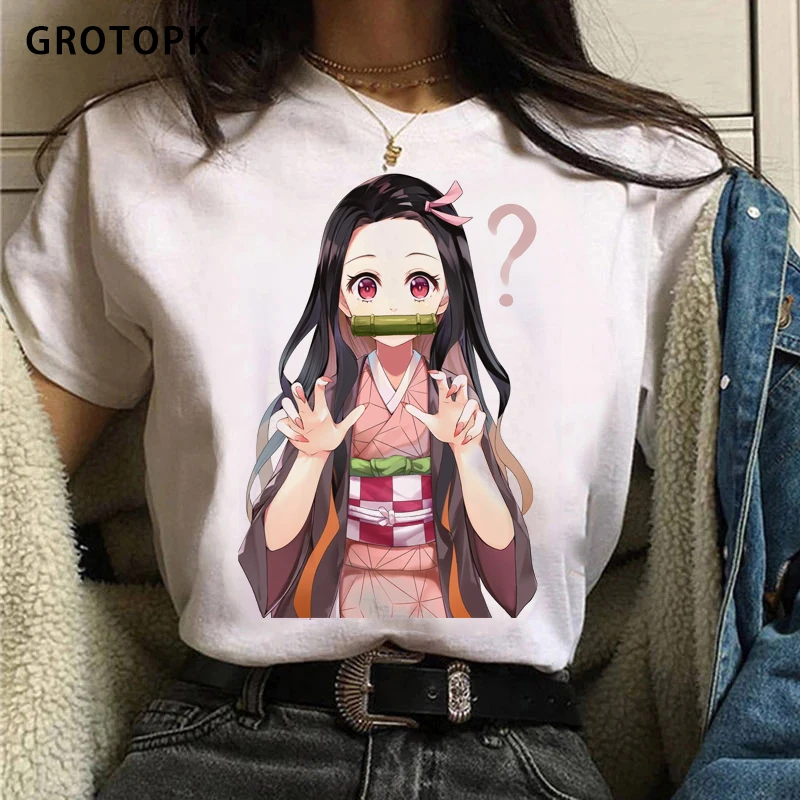 Женская Футболка Kamado Nezuko С Принтом Топ В Японском Аниме-стиле Demon-slaying Design Милый