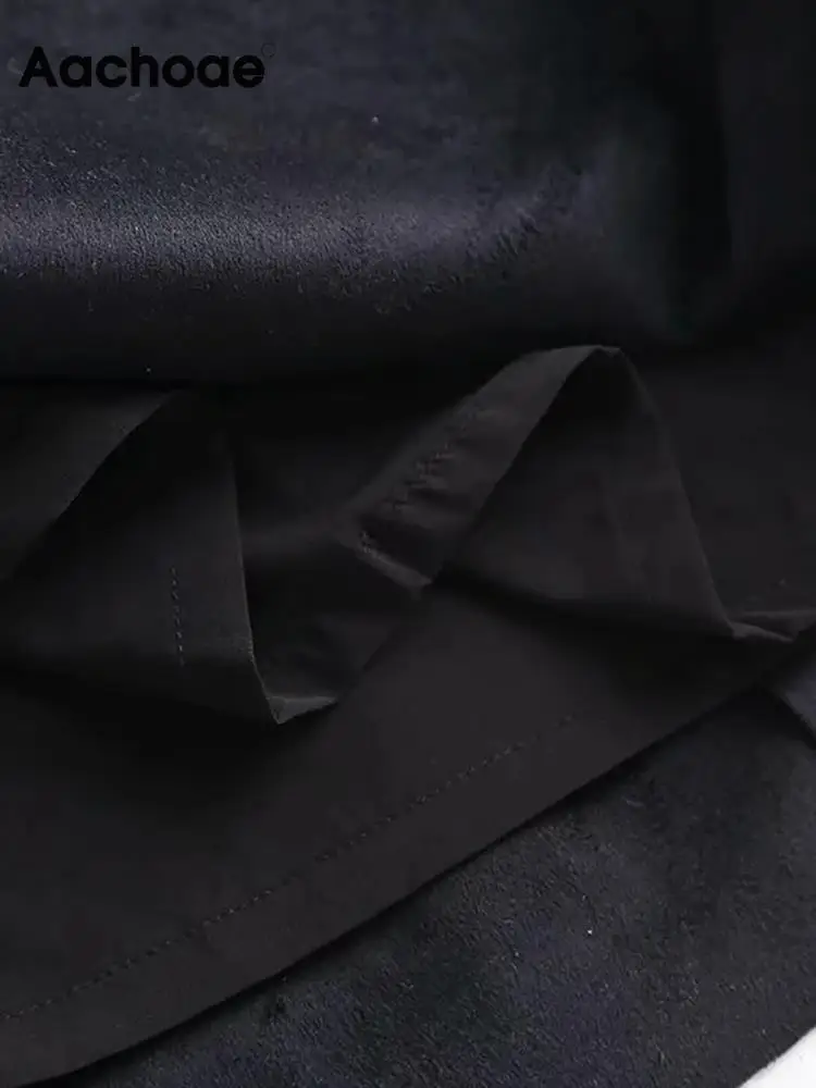 Женские шикарные черные брюки Aachoae с высокой талией элегантные длинные на молнии