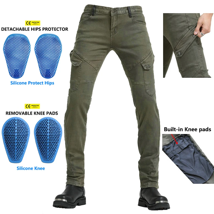 

Новые мотоциклетные джинсы для езды на открытом воздухе, путешествий, отдыха, Стрейчевые брюки с наколенниками 4 шт., броневые защитные брюк...