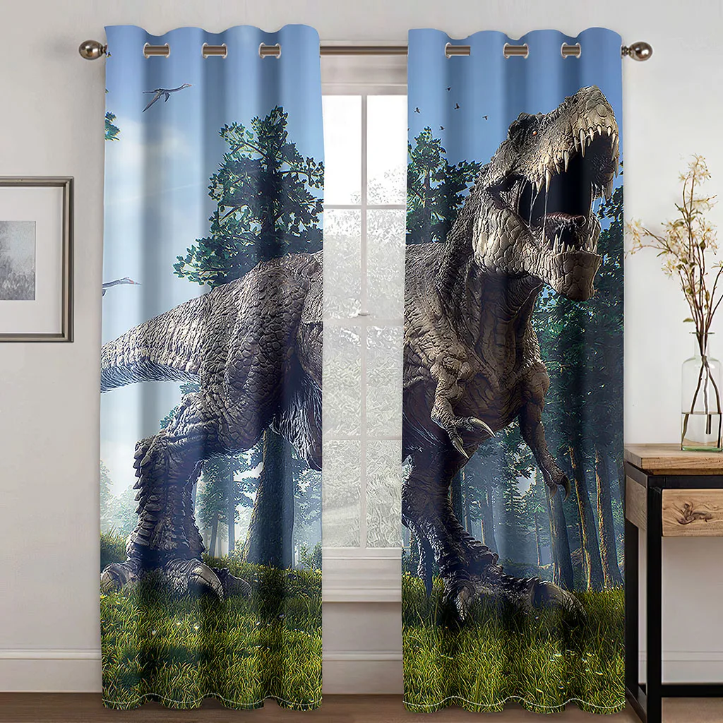 

Cortina decorativa con sombreado para sala de estar, cortina con patrón de Tiranosaurio,decoración textil para el hogar,cortinas