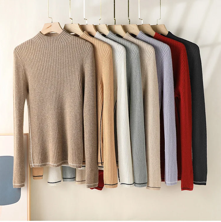 

Кашемировый вязаный пуловер с ложным воротником, Модный женский свитер в полоску, популярный цветной линейный свитер, Осень-зима 2022,