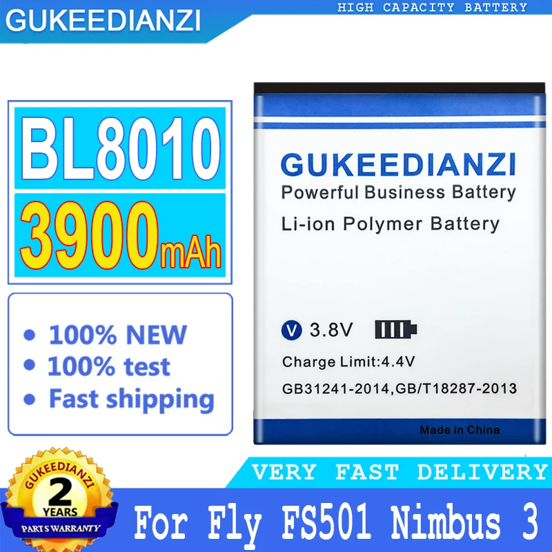 

3900 мАч GUKEEDIANZI сменный аккумулятор BL8010 для Fly FS501 Nimbus 3 BL 8010 Nimbus3 аккумулятор большой мощности мобильный телефон