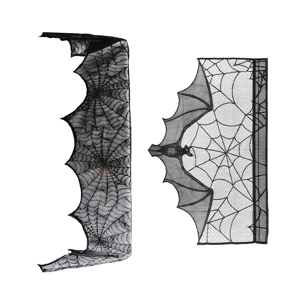 

Fireplace Table Clothcover Spider Lace Bat Decor Tablecloth Topper 3D Scary Web Cobweb Scarf Lampshade Party Curtains Gothic