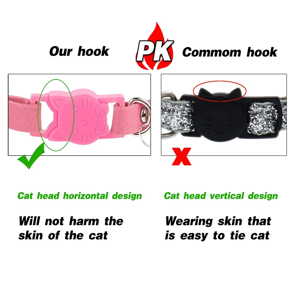 Мягкий Замшевый Кожаный Кошачий Ошейник С Колокольчиком Регулируемый