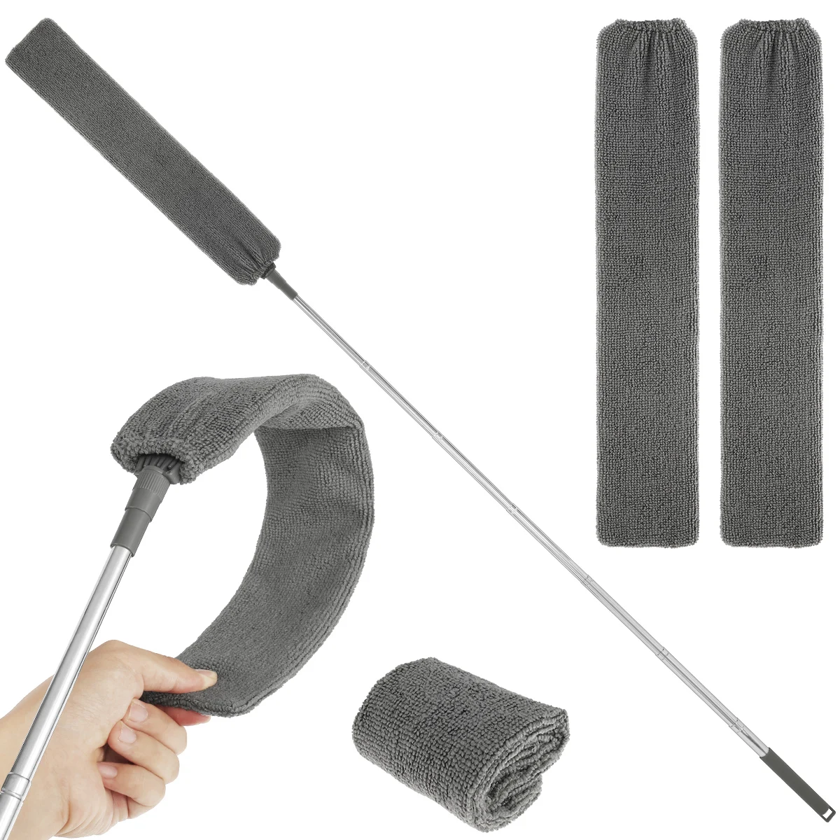 

Щетка для пыли из микрофибры, выдвижная щетка для пыли с длинным плоским зазором, с выдвижным полюсом и тканевым покрытием