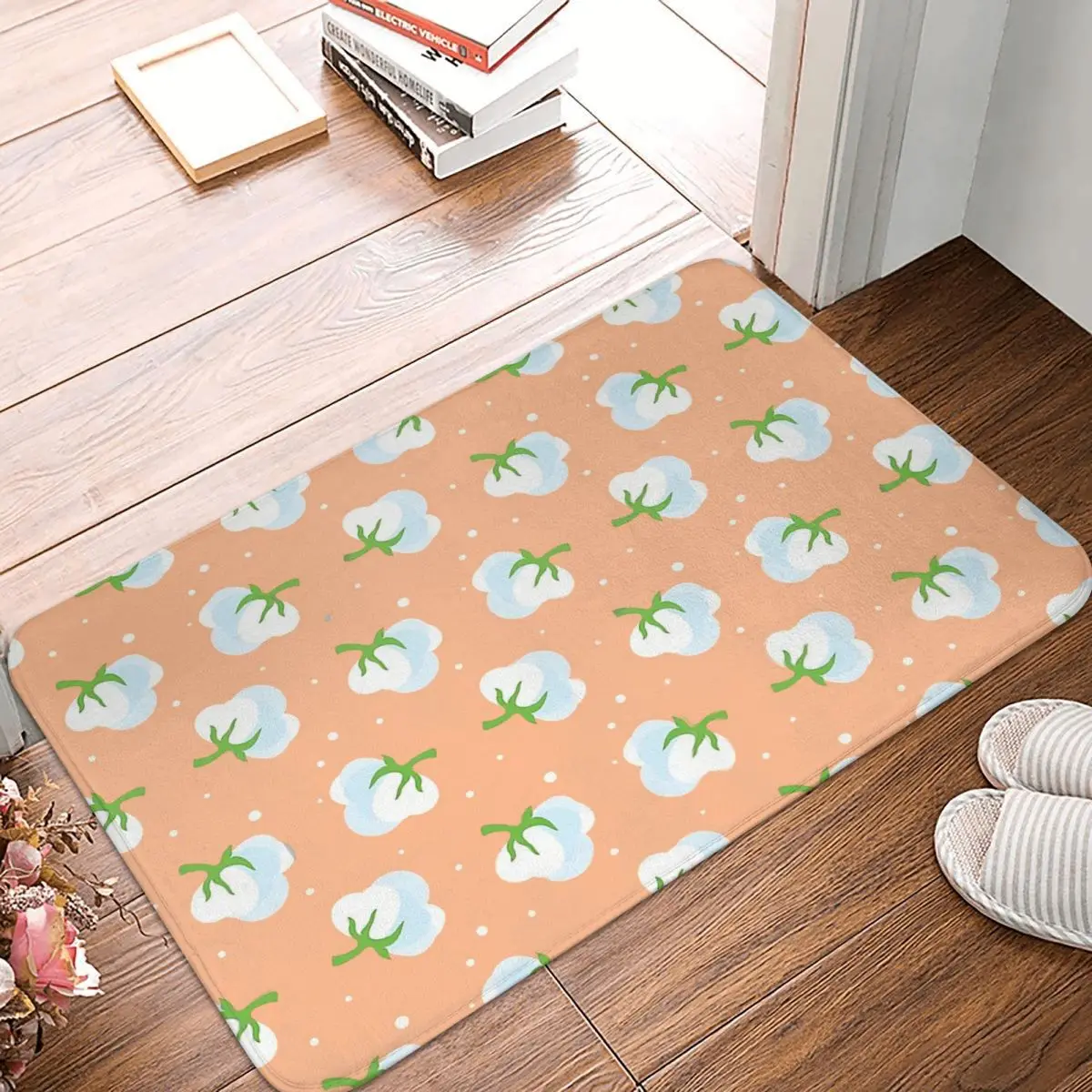 

Geometric Patterns Non-slip Doormat Orange Cotton Pattern Bath Kitchen Mat Welcome Carpet Indoor Pattern Decor