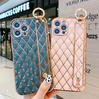 wrist strap phone case for iphone 11 case tpu leather cover for iphone 13 11 12 pro max 7 8 plus se x xs xr hand band case soft