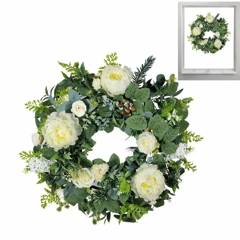 

Peony Door Wreath 20.07in Peony Spring Wreaths For Front Door Outside Round Spring Summer Door Hanger For Wedding Party