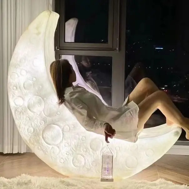 

Luminous Moon Lounge Chair Sitting Reclining Moon Chair Big Moon Lamp Chair Indoor Lazy Chair Living Room Furniture