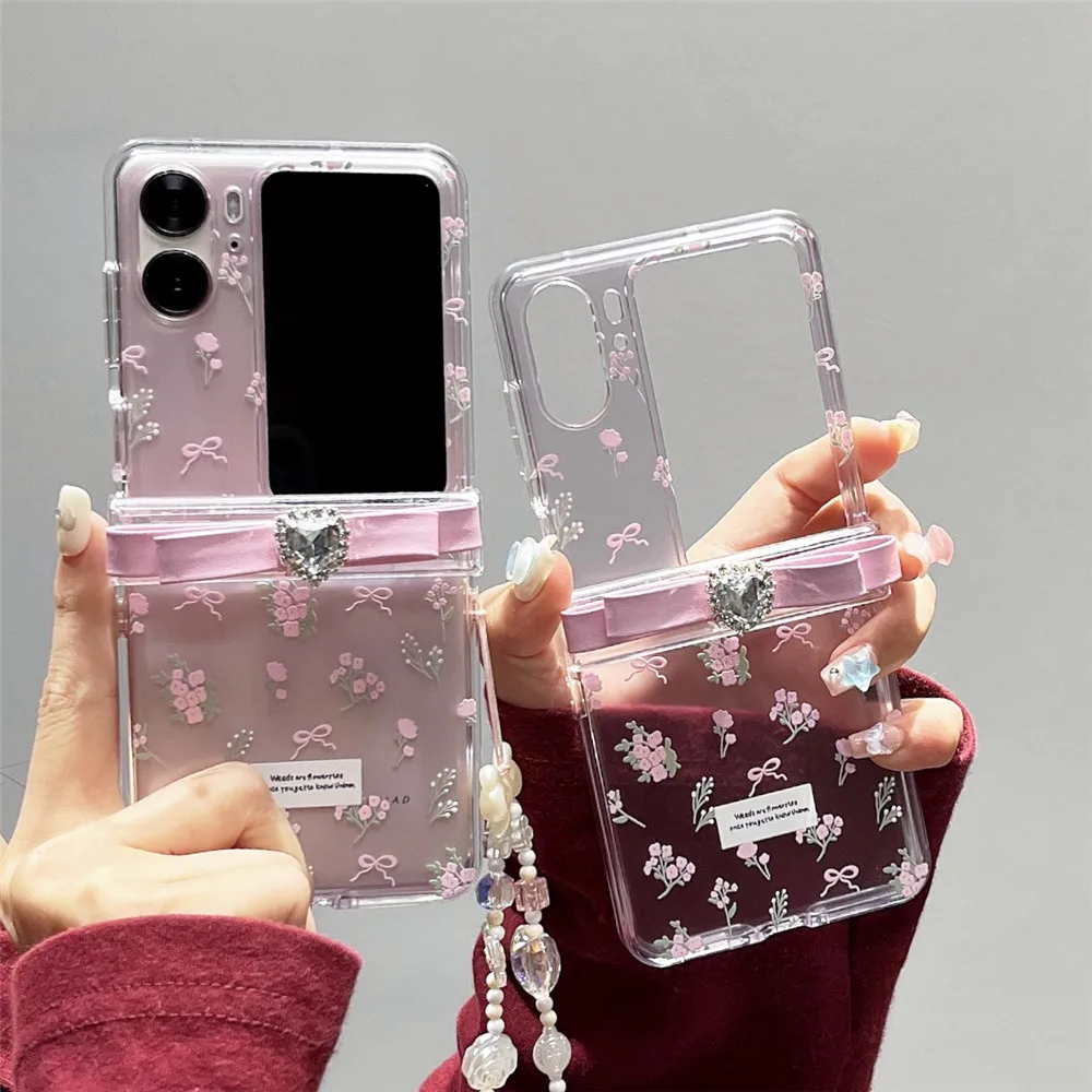 Милый прозрачный чехол для телефона из поликарбоната с цветочным браслетом Для