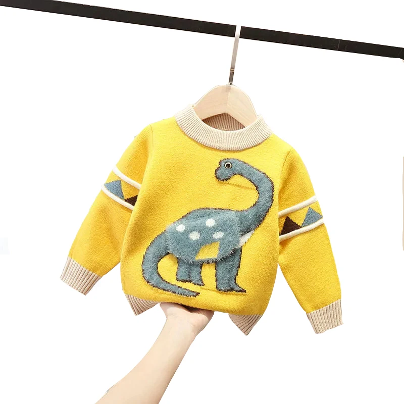 

Unisex Pullover Crewneck Sweater Embroidered Dinosaur Pattern Little Boy's Top