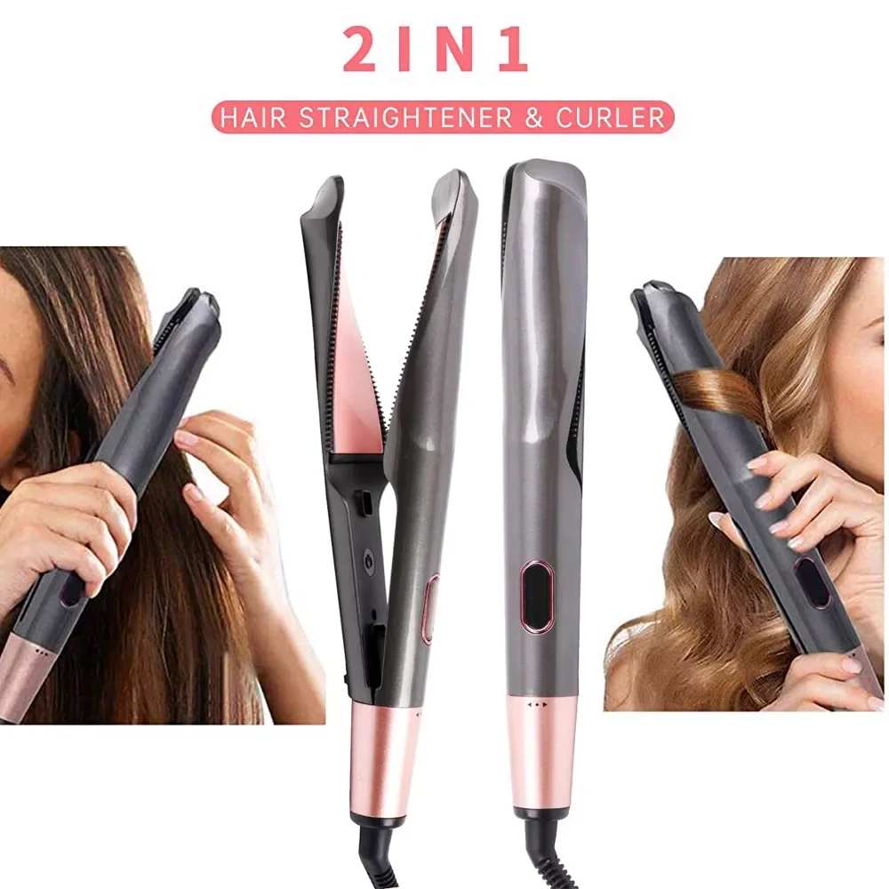 

Hair Straightener and Curler 2 in 1 Straightening Curling Iron Tourmaline Wave Ceramic Twisted Ionic Flat Iron Women Styler