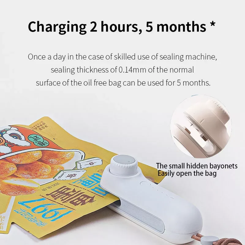 

Portable Thermal Plastic Bag Sealer Household With Blade Heat Bag Sealing Machine USB Charging Kitchen Magnet Mini Heat Sealer