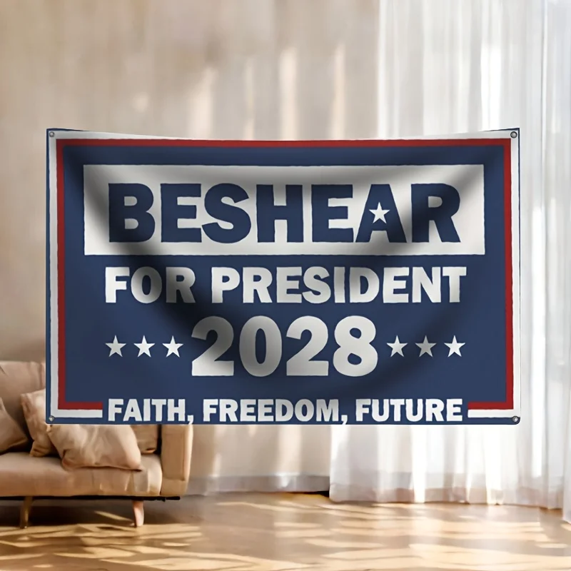 Фото Большой флаг-баннер BESHEAR для политической кампании президента 2028 года, декоративный реквизит для выборов, фон, плакат 60x90 см №2