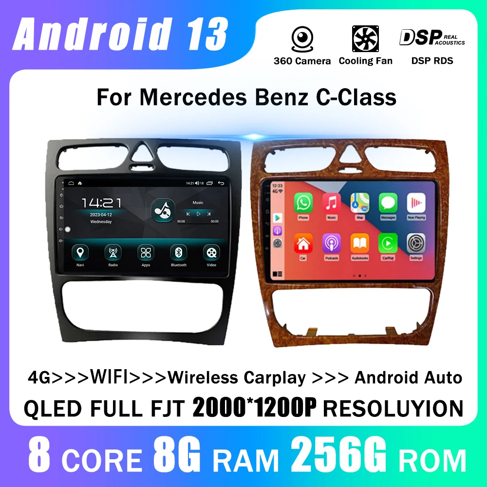 

For Mercedes Benz C-Class W209 C200 C320 C350 CLK W203 2002-2005 Android 13 Carplay Car Radio Player Multimedia Video Navigation