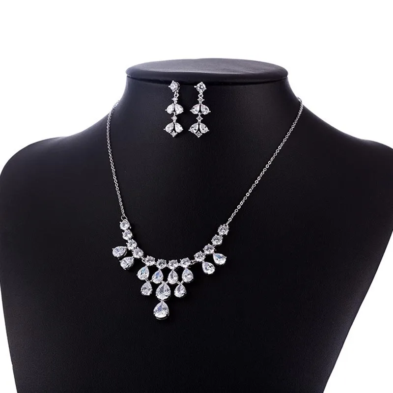 

Высококачественные роскошные серьги и ожерелье из фианита, свадебные аксессуары, оптовая продажа, Прямая поставка, 2 шт.
