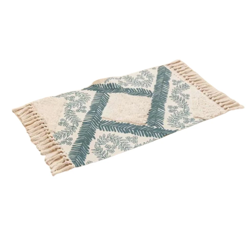 

Practical Morocco Printed Carpet Retro Bohemian Cotton Linen Delicateness Area Rugs Tufted Tassels with Rug Bath Doormat