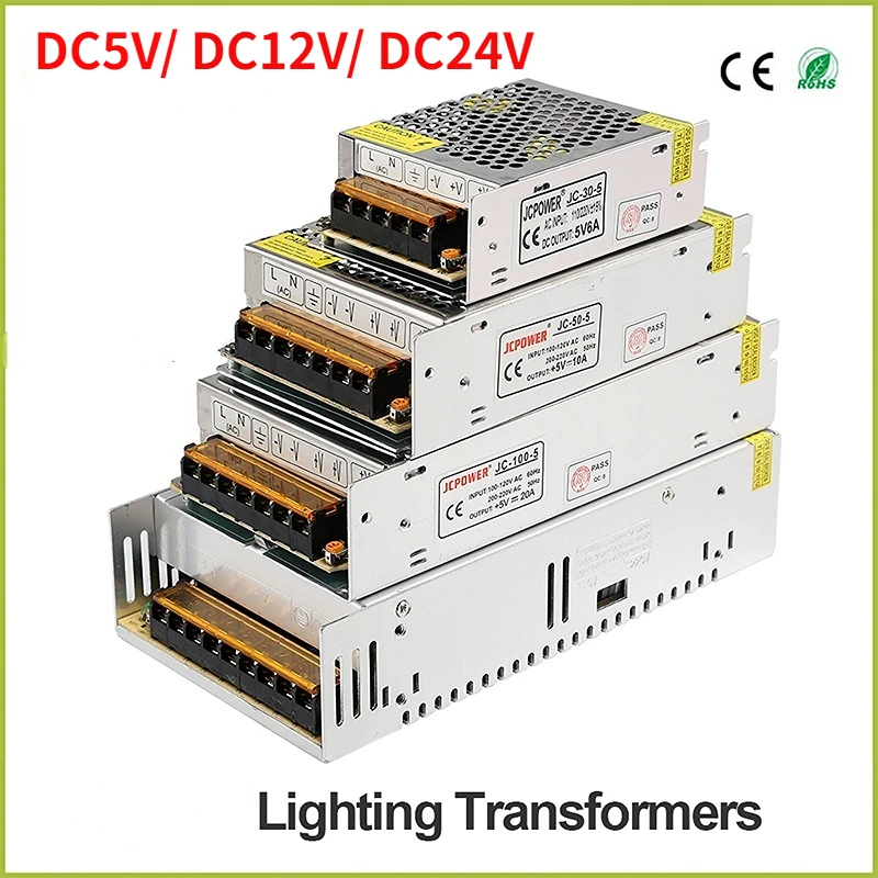 

DC5V 12V 24V Switch LED Power Supply Transformers 2A 3A 4A 5A 8A 10A 12A 20A 30A 40A 60A Adapter For WS2812B SK6812 LED Strip