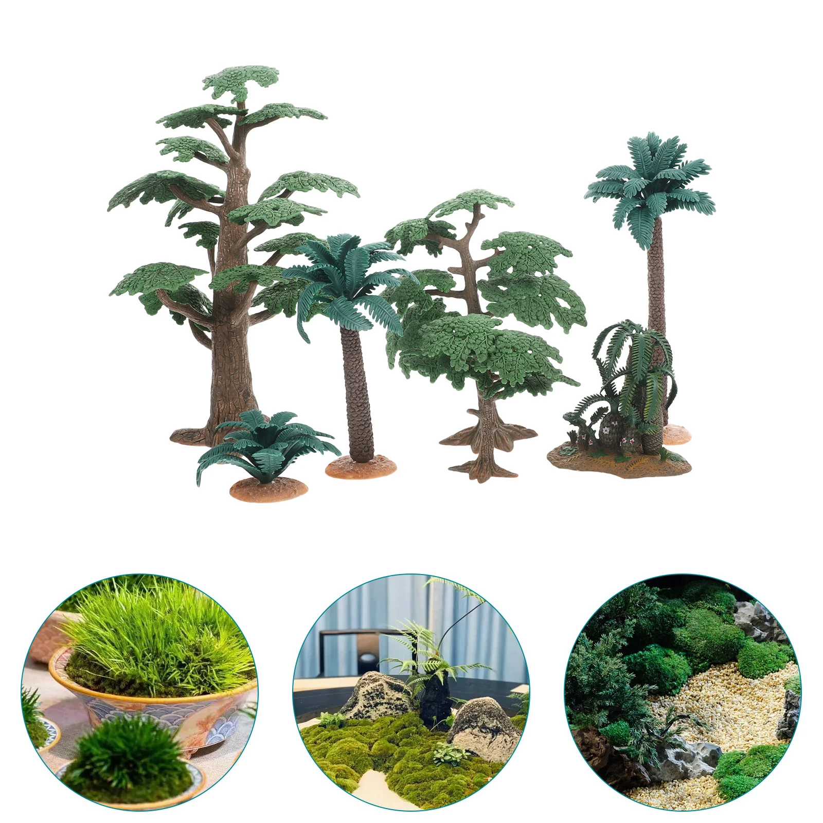 

7 Pcs Miniature Tree Ornaments Scene Accessory Decor Micro Simulation Model Sand Table Realistic Adornment