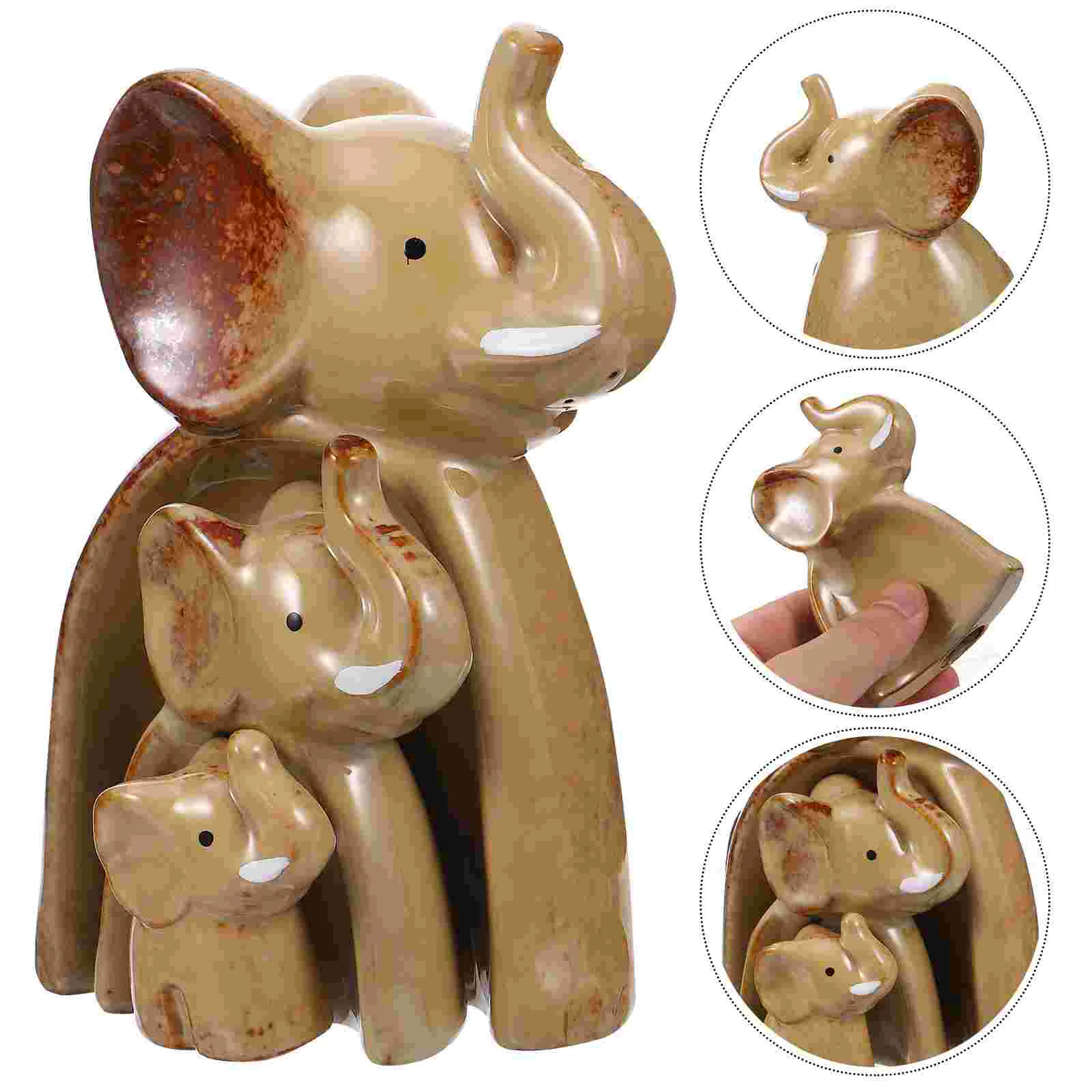 

3Pcs Decorative Animal Artware Ceramic Animal Model Household Ornaments (Khaki)
