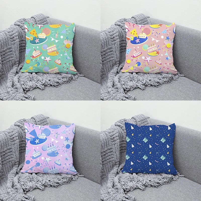 

Festive Birthday Design Car Sofa Cushions Covers Short Plush Cushion Cover 60x60cm Bedroom Home Decor Decorative Pillows for Bed