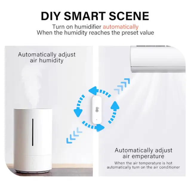 AUBESS WiFi Temperature Humidity Sensor Indoor Thermometer Hygrometer Smart Home Security Alarm System For Tuya Smart Life Alexa 3